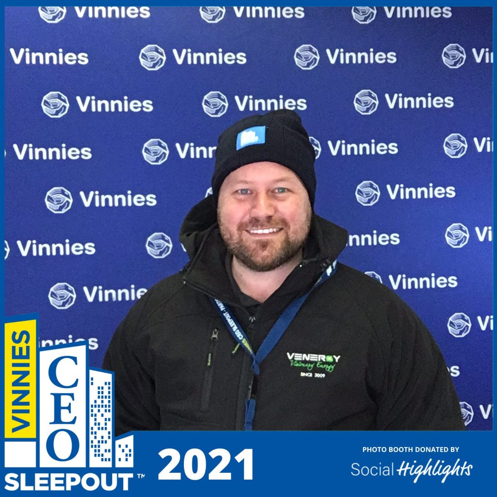 Venergy ceo ranked no. 10, smashes $10k fundraising goal with $16,500 in his first vinnies ceo sleepout