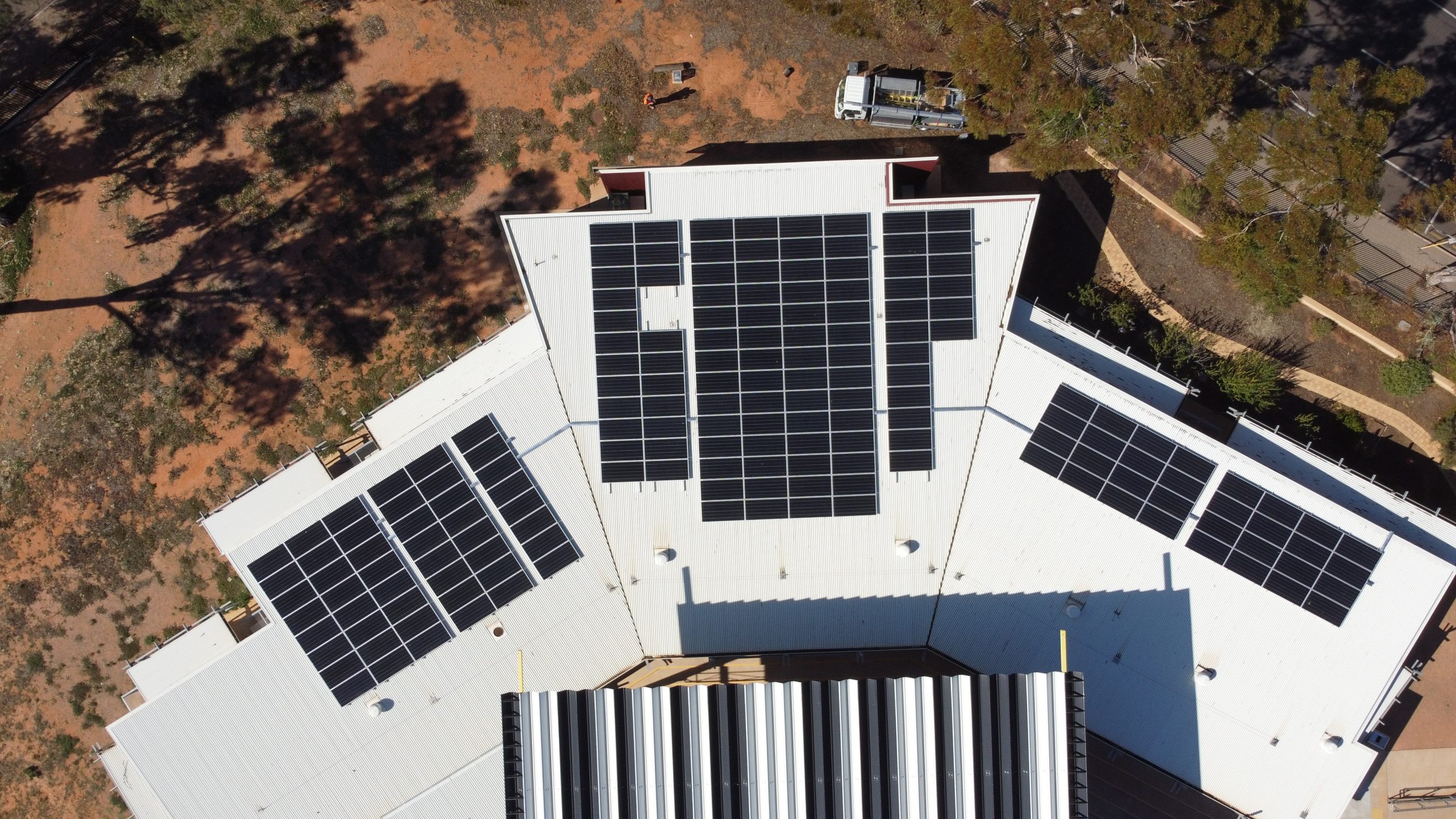 Caritas College Top Overview of Main Building with Solar Panel