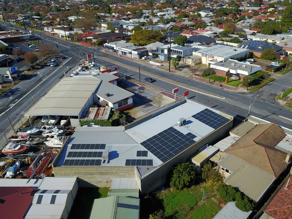 Hodge Marine Back View of the Solar Panel Rooftop