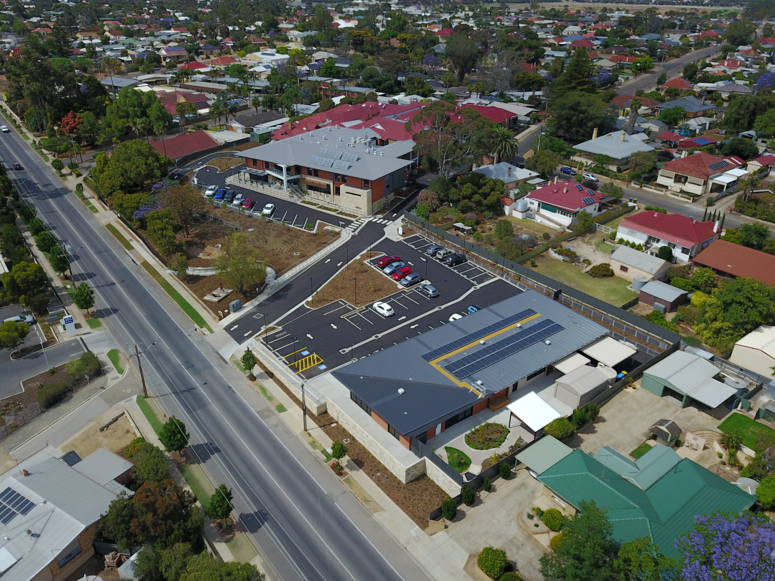 RestHaven Murray Bridge Overview of the Building with Solar Panel Rooftop