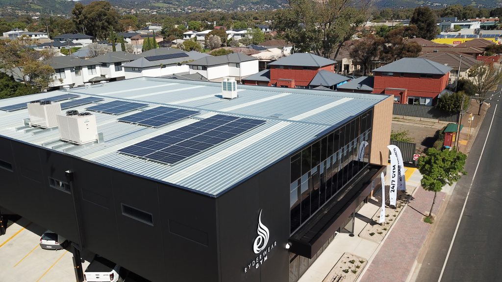 Ryderwear Gym Tranmere Top Left View of the Building with Solar Panels